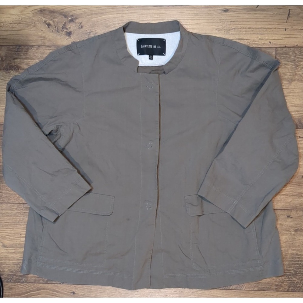 Lafeyette 148 Womens M‎ Long Sleeve Light Neutral Minimalist Button Jacket